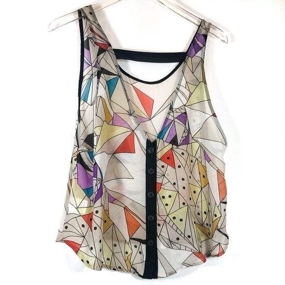 Uniq Sheer Geometric Colorful Tank Top - Picture 2 of 5